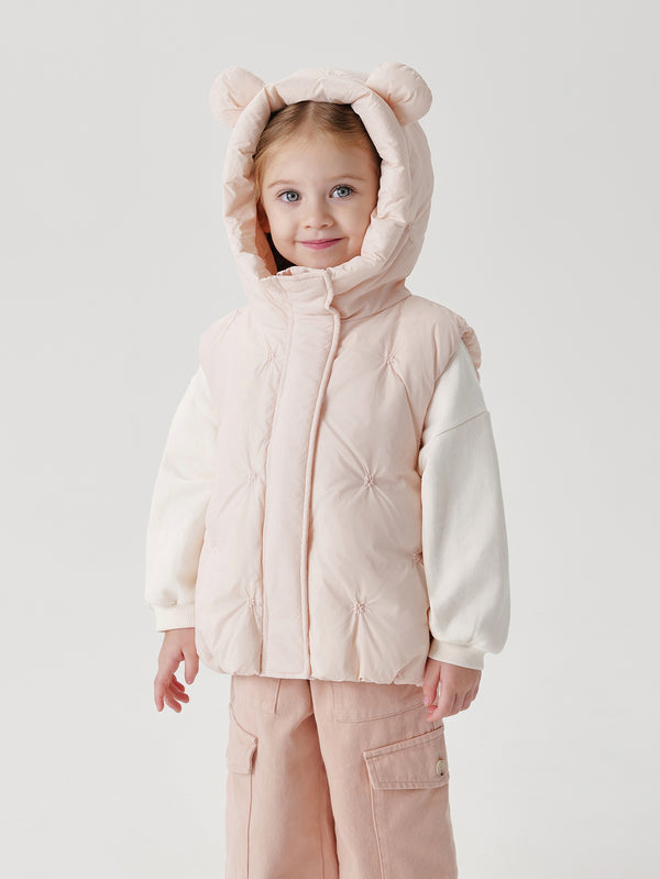 MARC & JANIE Girls Bear Ears Hooded Down Vest 241610