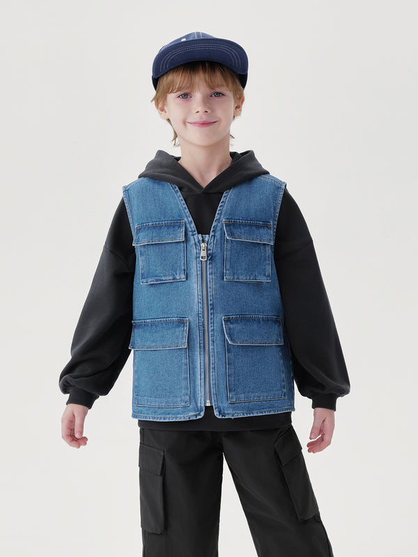 MARC & JANIE Boys V-Neck Denim Vest 241613