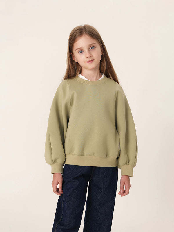 MARC & JANIE Girls Lantern Sleeve Round Neck Sweatshirt 230285