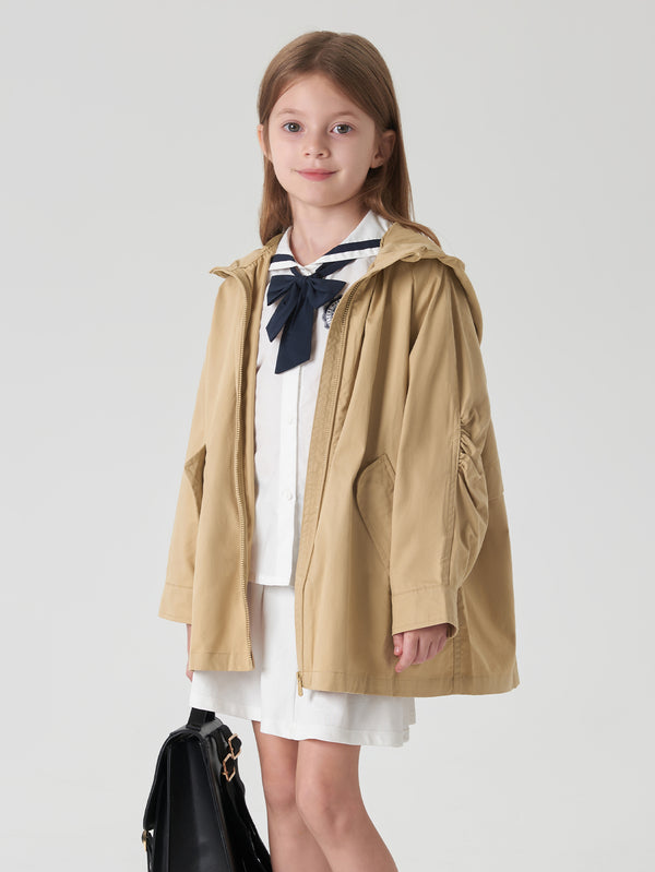 MARC & JANIE Girls Loose Hooded Trench Coat 240189