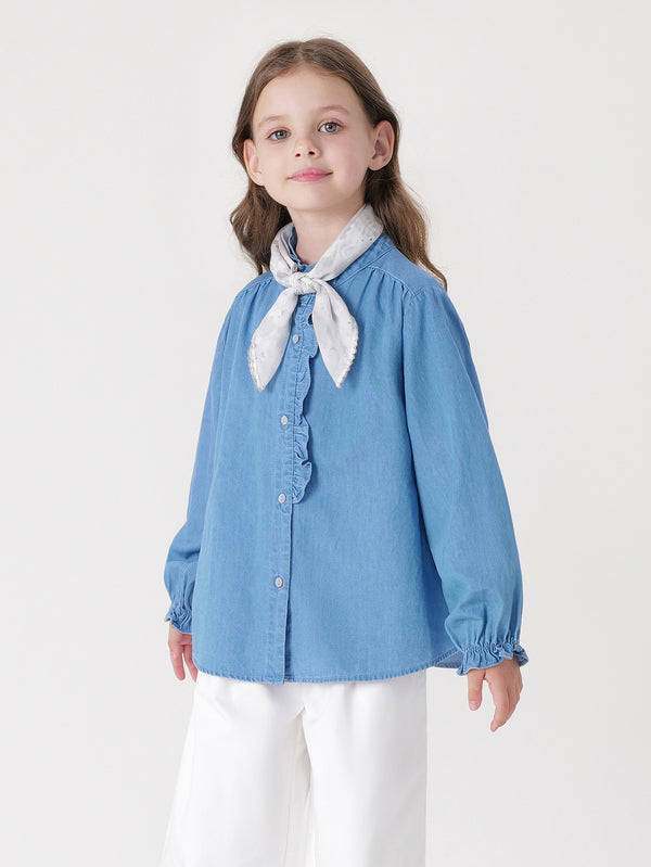 MARC & JANIE Girls Lace Denim Shirts 240131