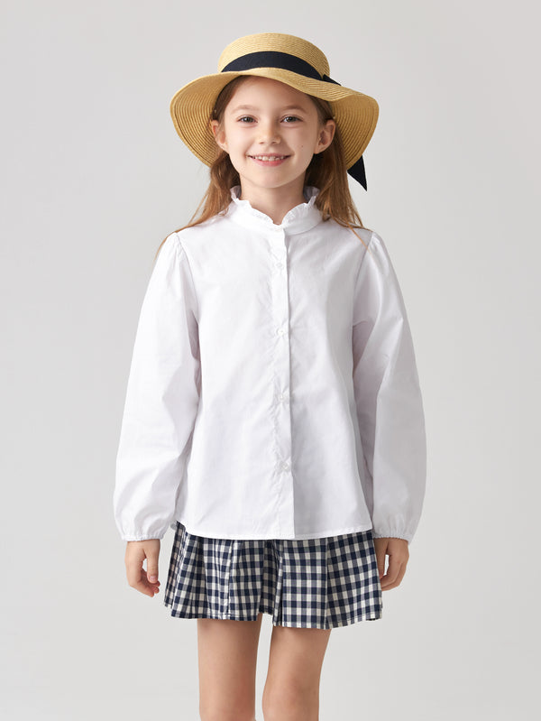 MARC & JANIE Girls Ruffle Neck Shirt 241377