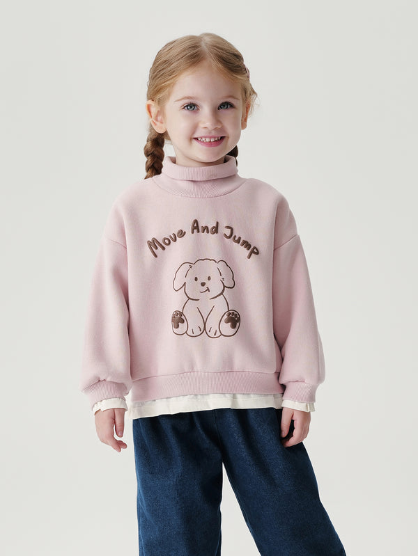 MARC & JANIE Girls Bear Printed False Two Piece Sweatshirt 241282