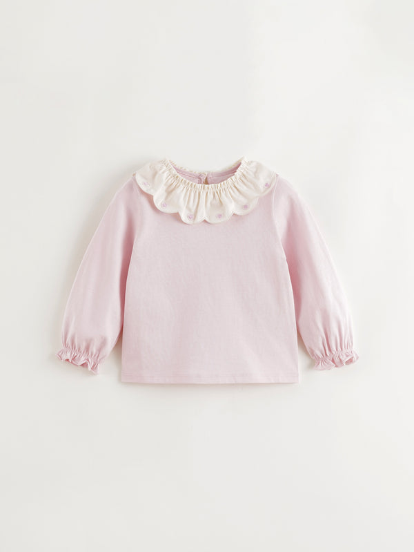 MARC & JANIE Girls Sweet Lace Collar Cotton T-Shirt 250229