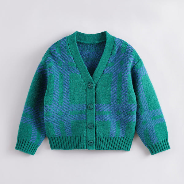 MARC & JANIE Boys Girls Color Block Plaid Cardigan 221516