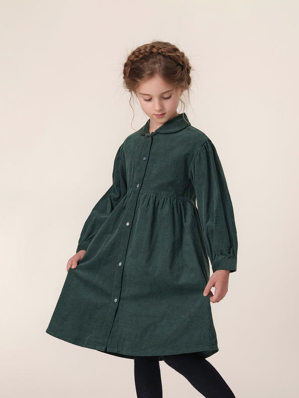 MARC & JANIE Girls Pleated Corduroy Dress 221607