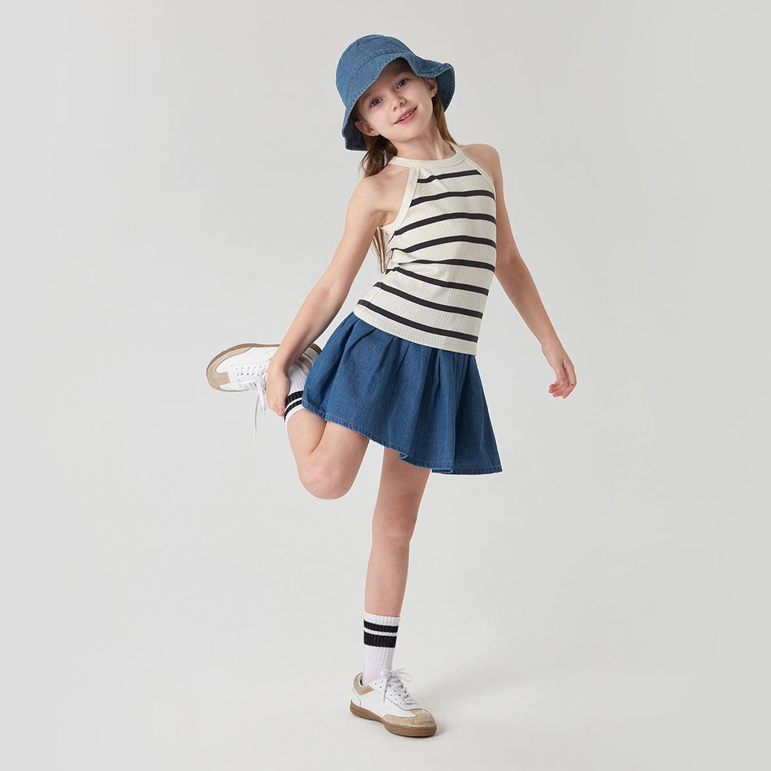 Girls Stylish Striped Halter Neck Tank Top Children's Camisole Top 240608 - MARC&JANIE