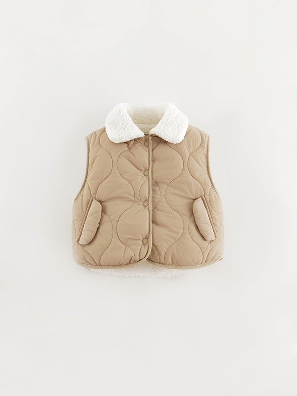 MARC & JANIE Girls Polar Fleece Collar Loose Quilted Vest 241536