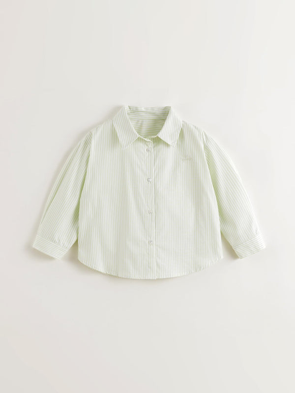 MARC & JANIE Girls Striped Cotton Lapel Shirt 250178