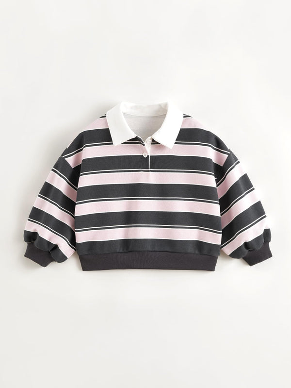 MARC & JANIE Girls Striped Polo Neck Sweatshirt 250151