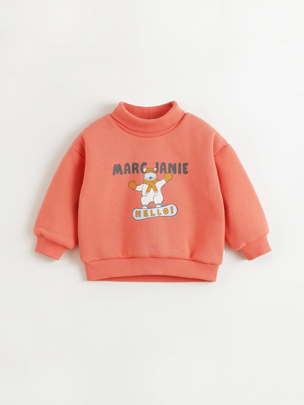 MARC & JANIE Boys Ski Bear Printed High Neck Padded Sweatshirt 240985