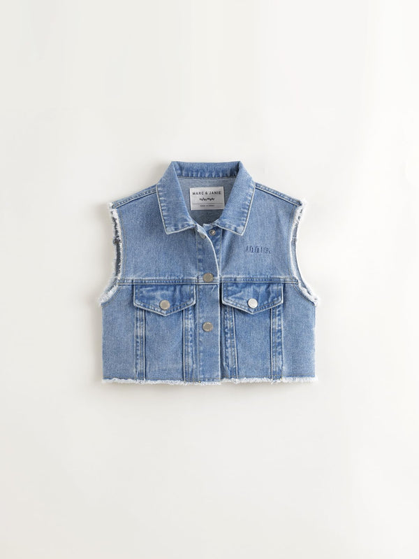 MARC & JANIE Girls Trendy Cotton Denim Vest 250130