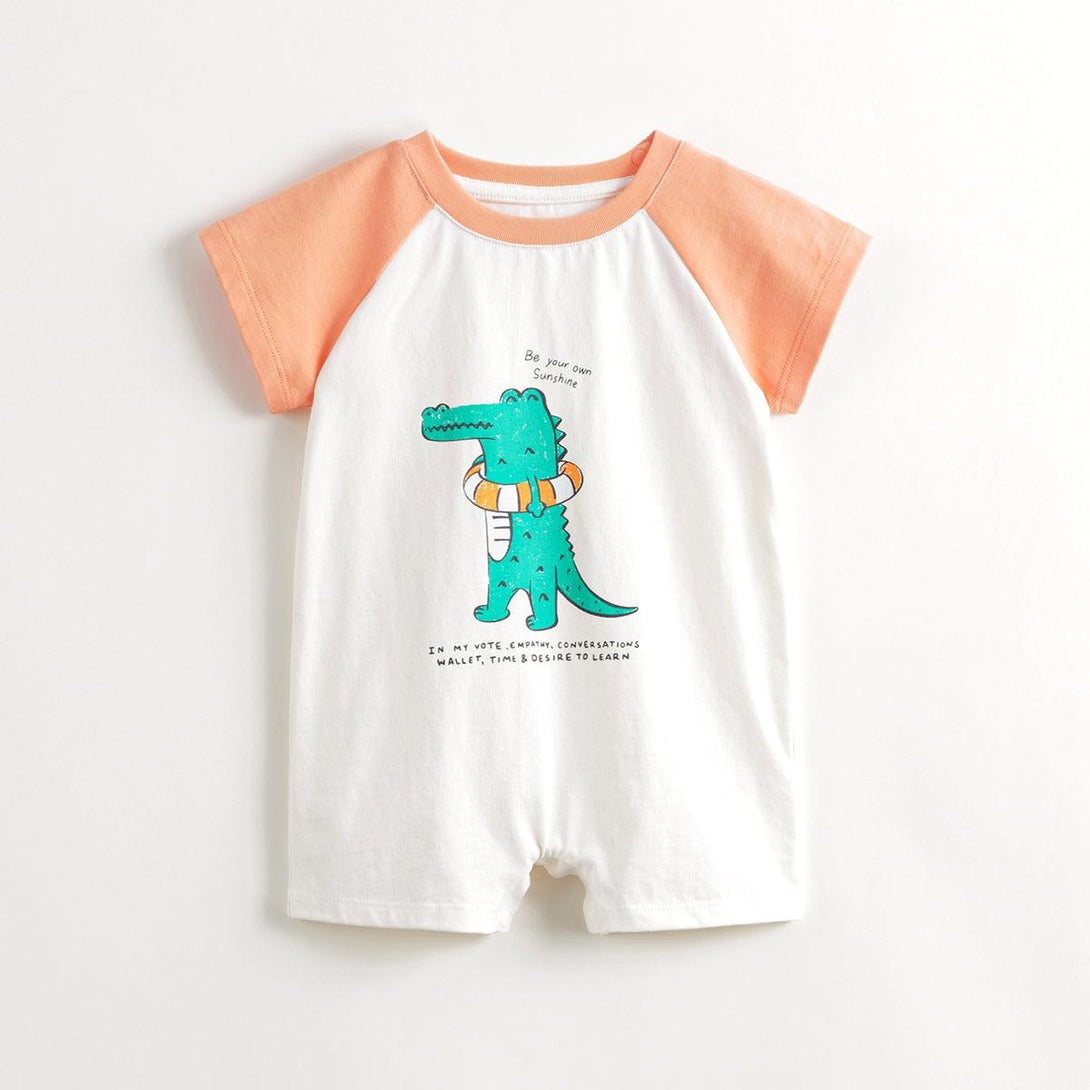 MARC&JANIE Baby Boys Cotton Little Crocodile Short Sleeve Bodysuit Baby Crawling Suit for Summer 240523 - MARC&JANIE