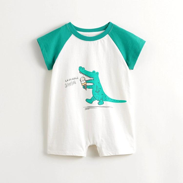 MARC&JANIE Baby Boys Cotton Little Crocodile Short Sleeve Bodysuit Baby Crawling Suit for Summer 240523 - MARC&JANIE