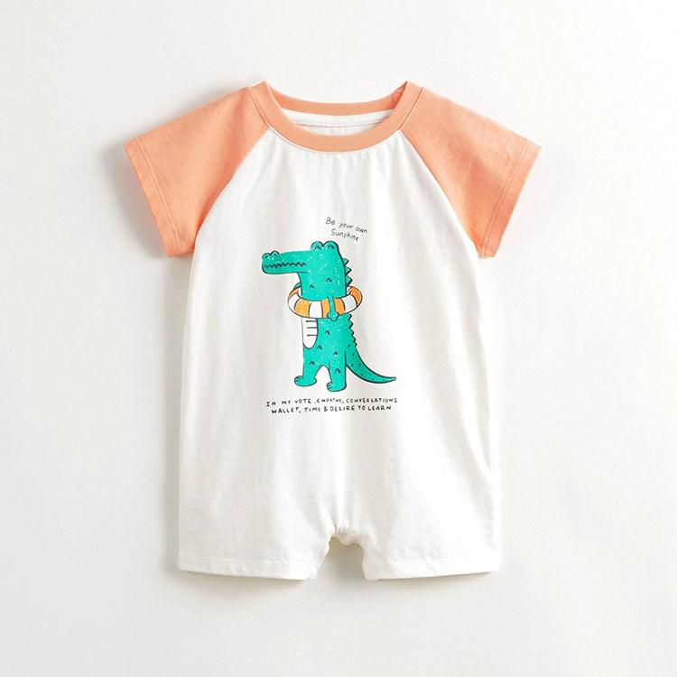 MARC&JANIE Baby Boys Cotton Little Crocodile Short Sleeve Bodysuit Baby Crawling Suit for Summer 240523 - MARC&JANIE