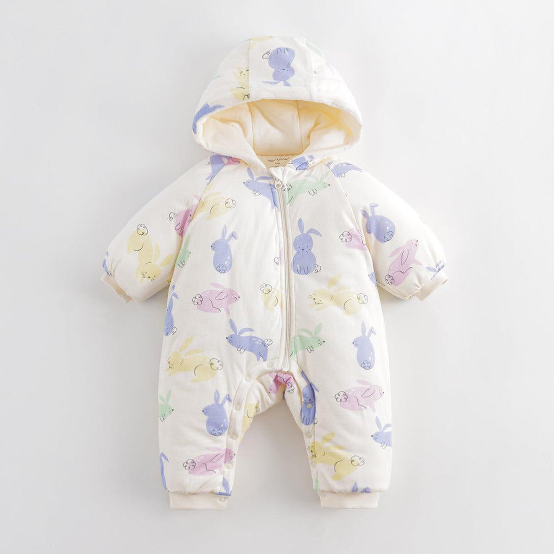 MARC&JANIE Baby Boys Girls Clip Cotton Warm Hooded Bodysuit Baby Crawling for Winter 231265 - MARC&JANIE