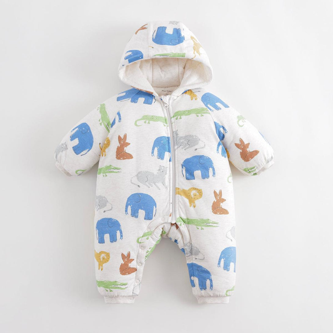 MARC&JANIE Baby Boys Girls Clip Cotton Warm Hooded Bodysuit Baby Crawling for Winter 231265 - MARC&JANIE