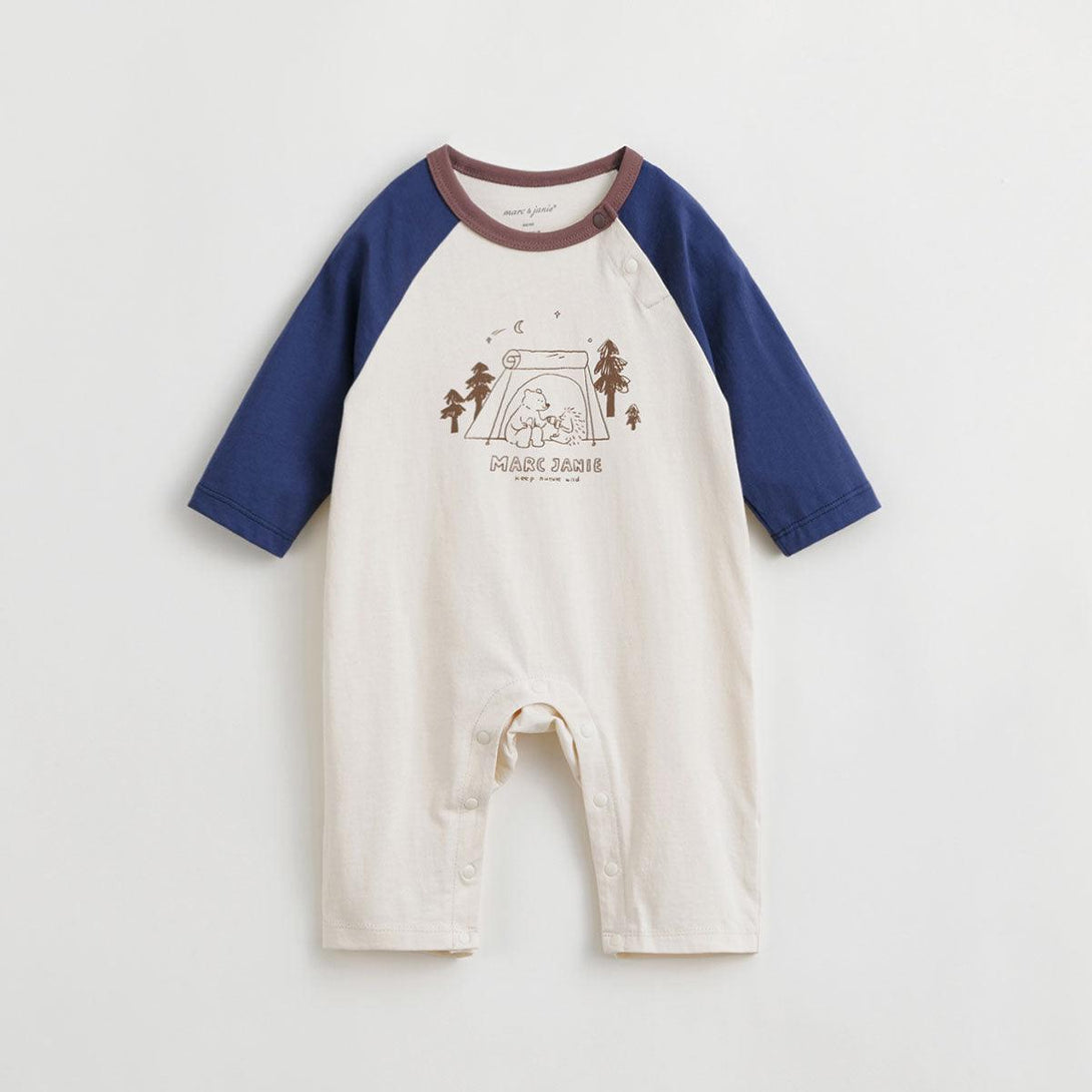 MARC&JANIE Baby Boys Girls Cotton Outdoor Style Bodysuit Baby Bear Doodle Crawling Suit for Spring 240127 - MARC&JANIE