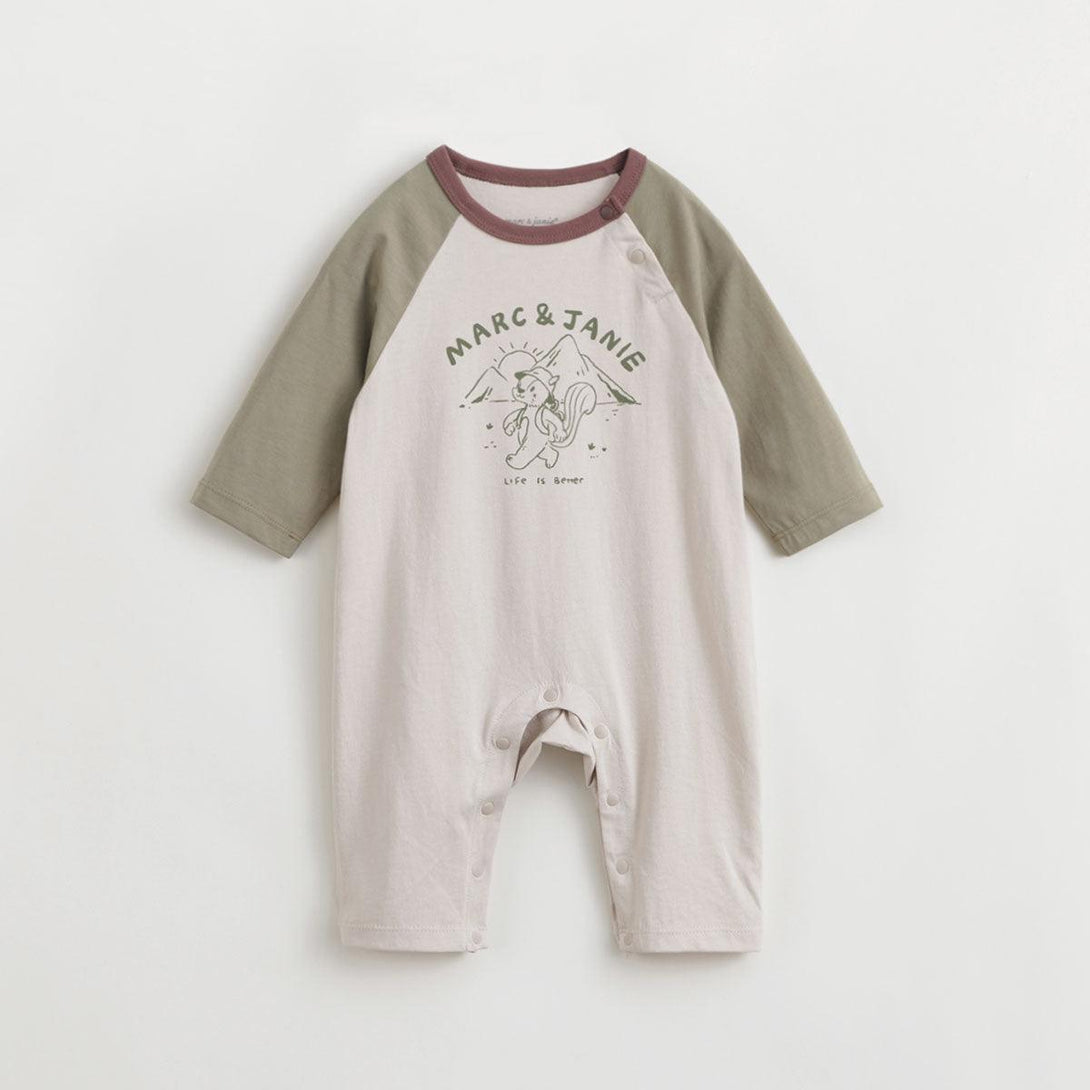 MARC&JANIE Baby Boys Girls Cotton Outdoor Style Bodysuit Baby Bear Doodle Crawling Suit for Spring 240127 - MARC&JANIE