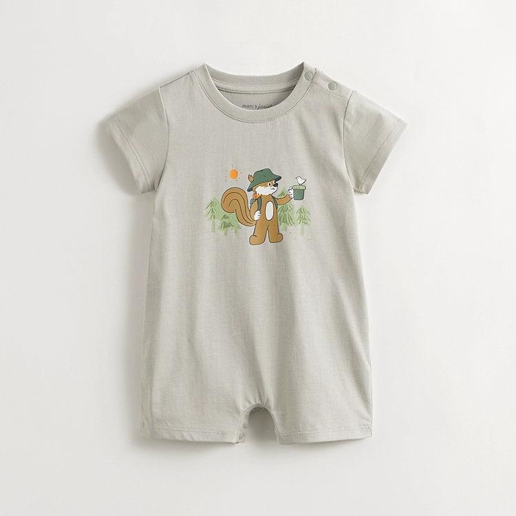 MARC&JANIE Baby Boys Girls Outdoor Squirrel Print Bodysuit Baby Hoodie for Summer 240513 - MARC&JANIE