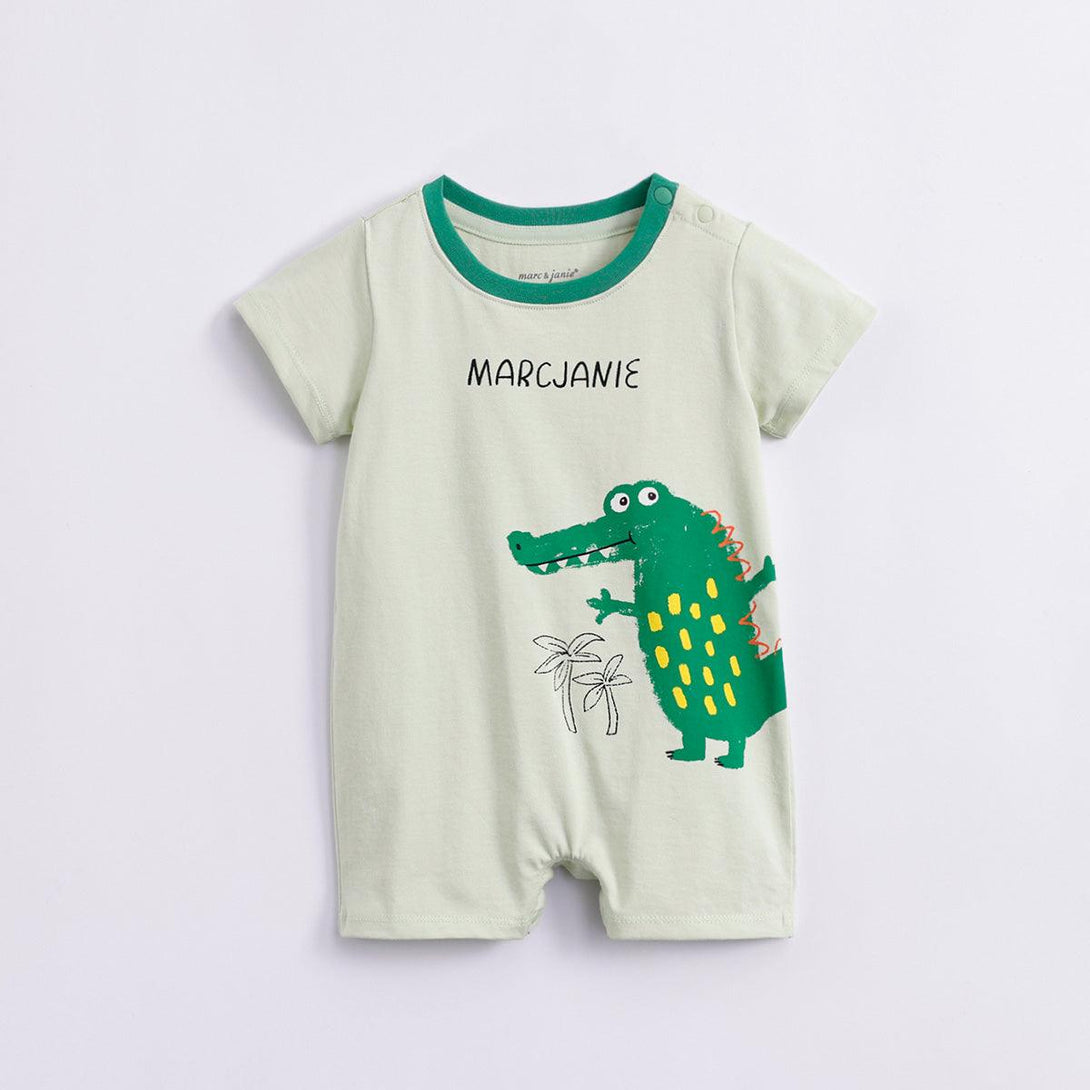 Baby Boys Hand Painted Animal Cotton Short Sleeve Romper 230787 - MARC&JANIE