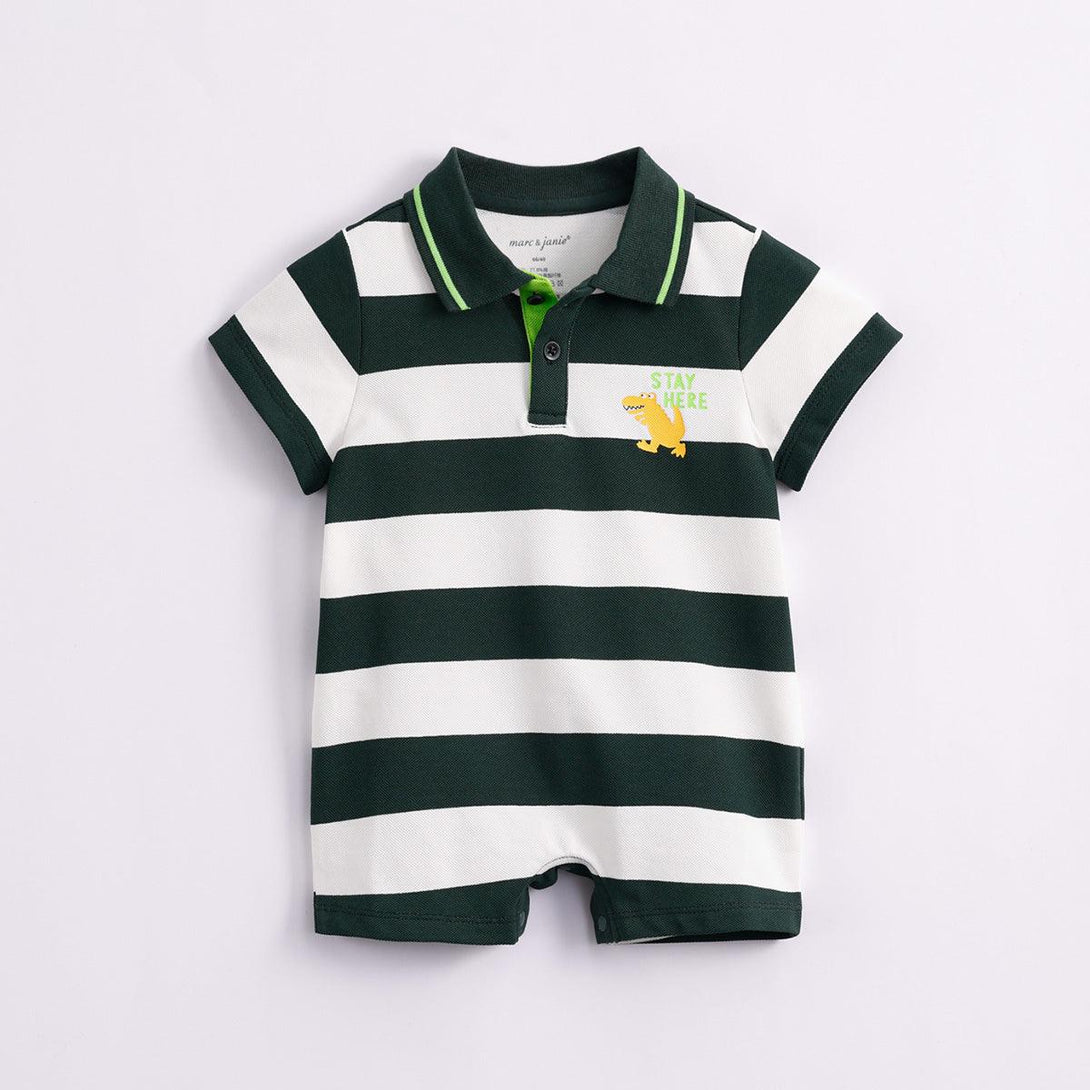 Baby Boys Striped POLO Collar Romper 230699 - MARC&JANIE