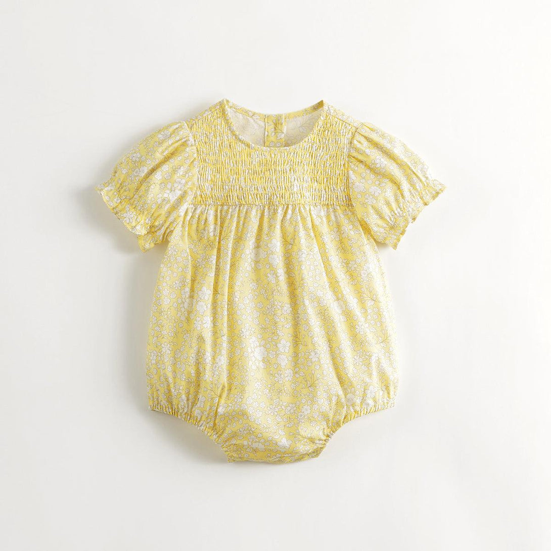 MARC&JANIE Baby Girls Summer Flower Bubble Sleeve Bodysuit Baby Huggies for Summer 240709 - MARC&JANIE