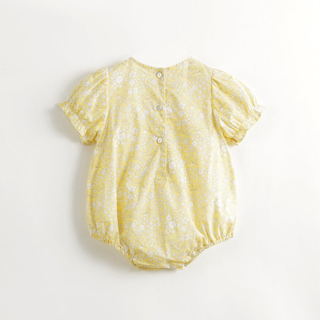 MARC&JANIE Baby Girls Summer Flower Bubble Sleeve Bodysuit Baby Huggies for Summer 240709 - MARC&JANIE