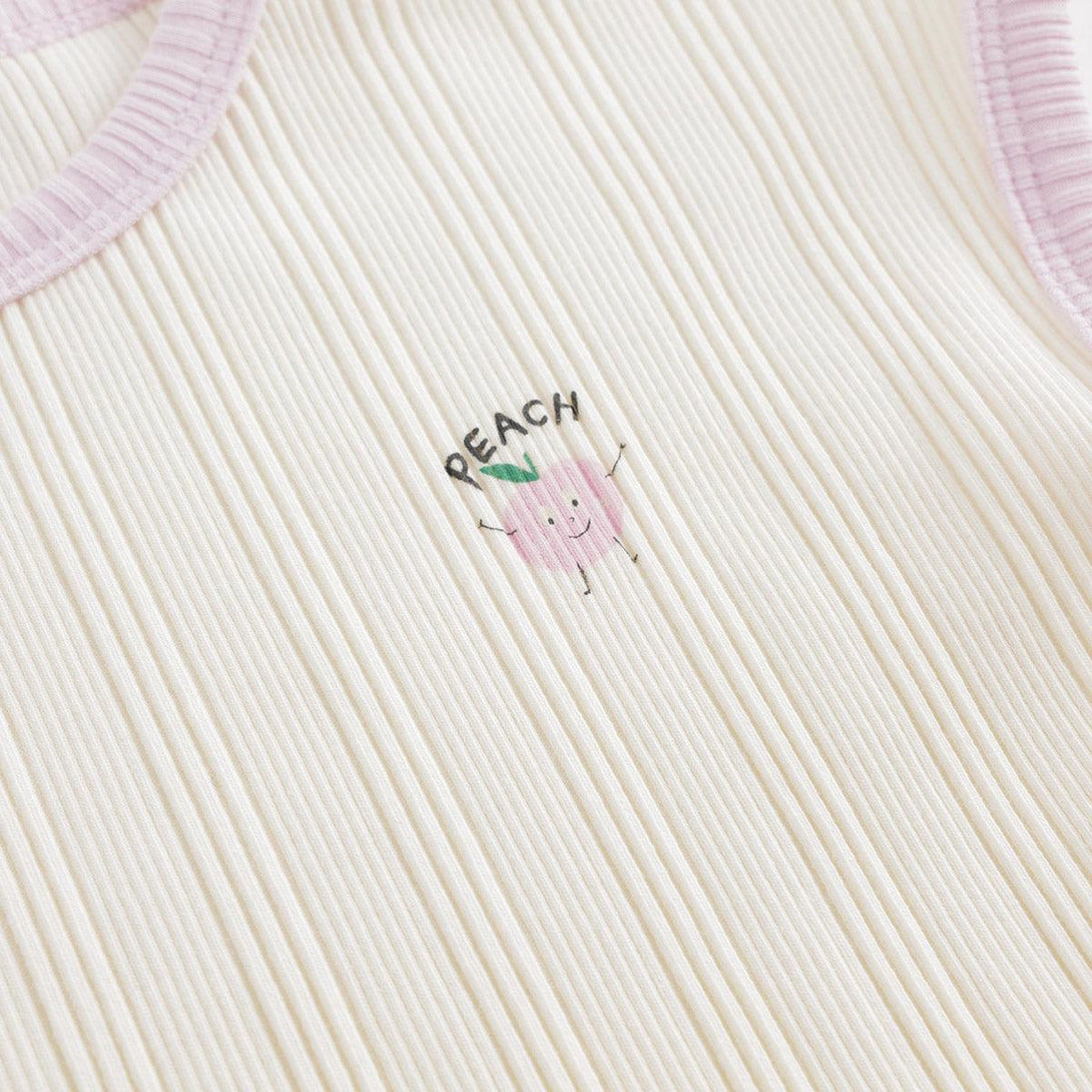 MARC&JANIE Baby Girls Fun Printed Stretch Ribbed Short Sleeve Bodysuit Baby Crawler for Summer 240822 - MARC&JANIE