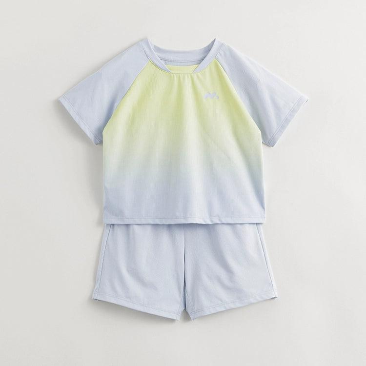 Boys Casual Gradient Mesh Sports Short Sleeve Two-Piece Set 240618 - MARC&JANIE