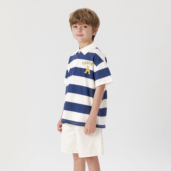 Boys Casual Collegiate Striped Short Sleeve Polo Shirt 240399 - MARC&JANIE