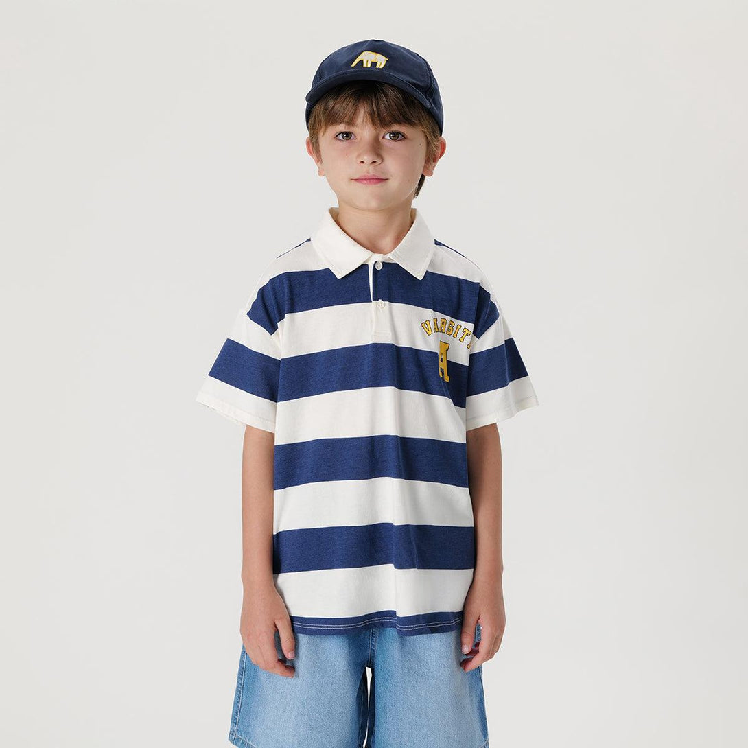 Boys Casual Collegiate Striped Short Sleeve Polo Shirt 240399 - MARC&JANIE