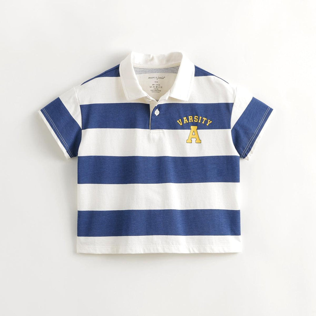 Boys Casual Collegiate Striped Short Sleeve Polo Shirt 240399 - MARC&JANIE