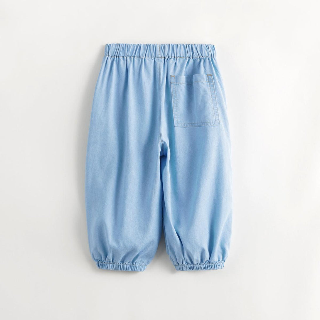 MARC&JANIE Boys Cool Feeling Sun Protection lyocell Micro Pleated Denim Mosquito Pants Parachute Pants for Summer 240809 - MARC&JANIE