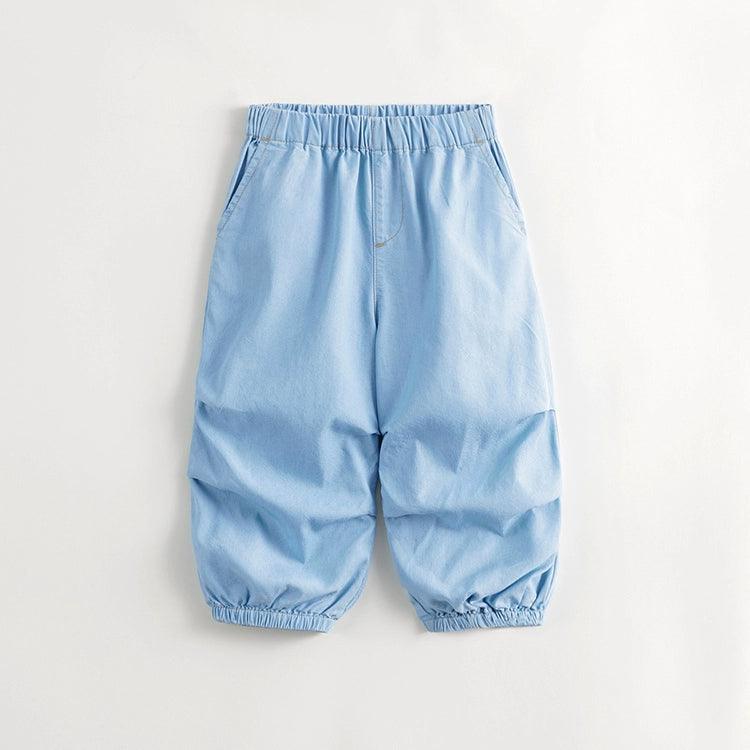 MARC&JANIE Boys Cool Feeling Sun Protection lyocell Micro Pleated Denim Mosquito Pants Parachute Pants for Summer 240809 - MARC&JANIE