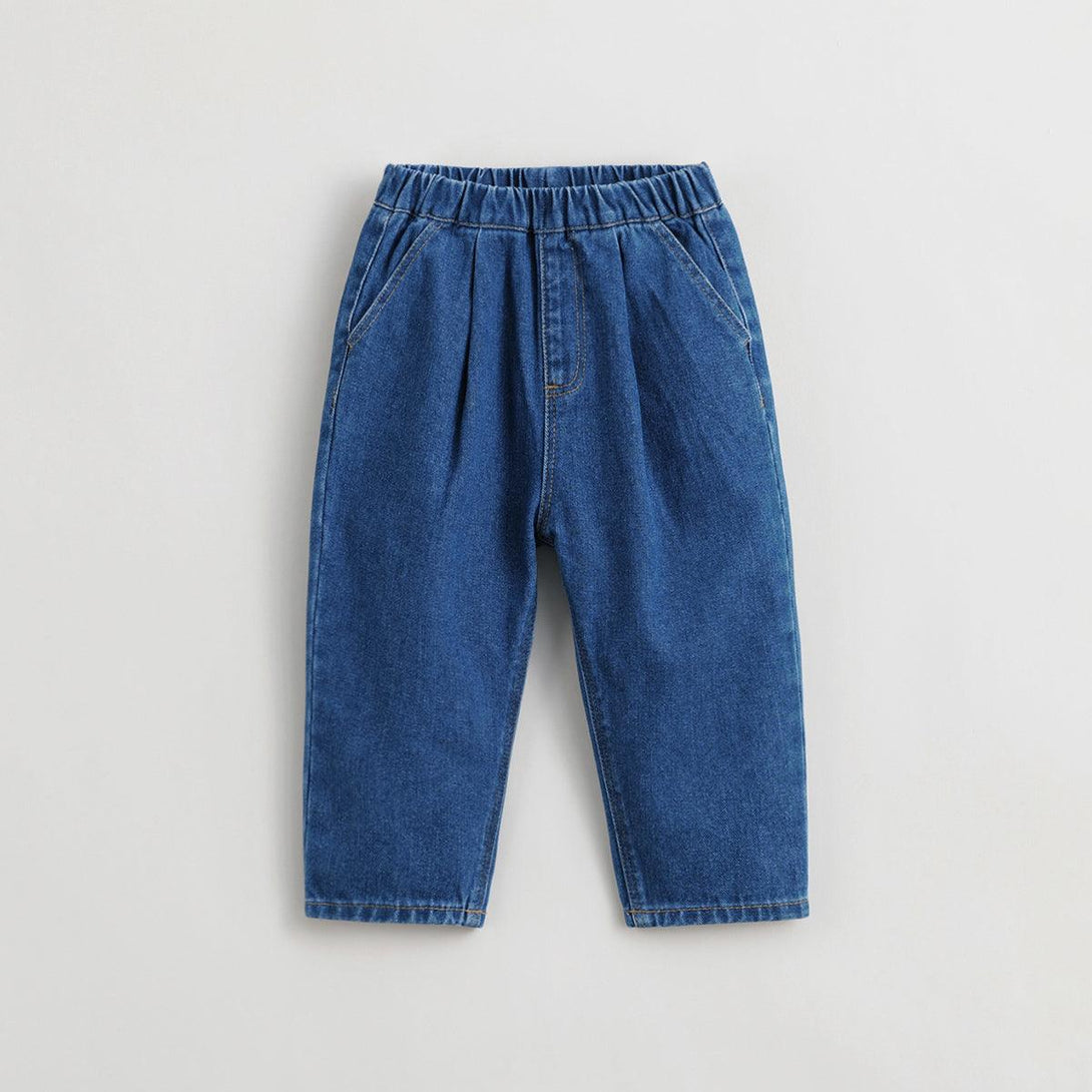 MARC&JANIE Boys Cotton Jeans Kids Casual Peplum Pants Drawstring Pants for Spring 240198 - MARC&JANIE