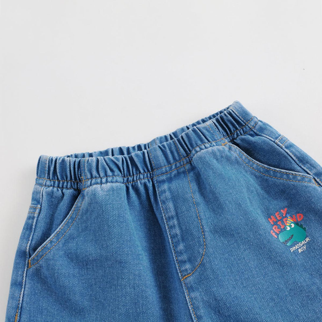 MARC&JANIE Boys Cotton Dinosaur Denim Turnip Pants Kids Pants for Autumn 231676 - MARC&JANIE