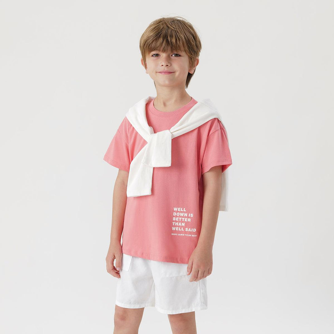 Boys Cotton Letter Dropped Shoulder Short Sleeve T-shirt 230689 - MARC&JANIE