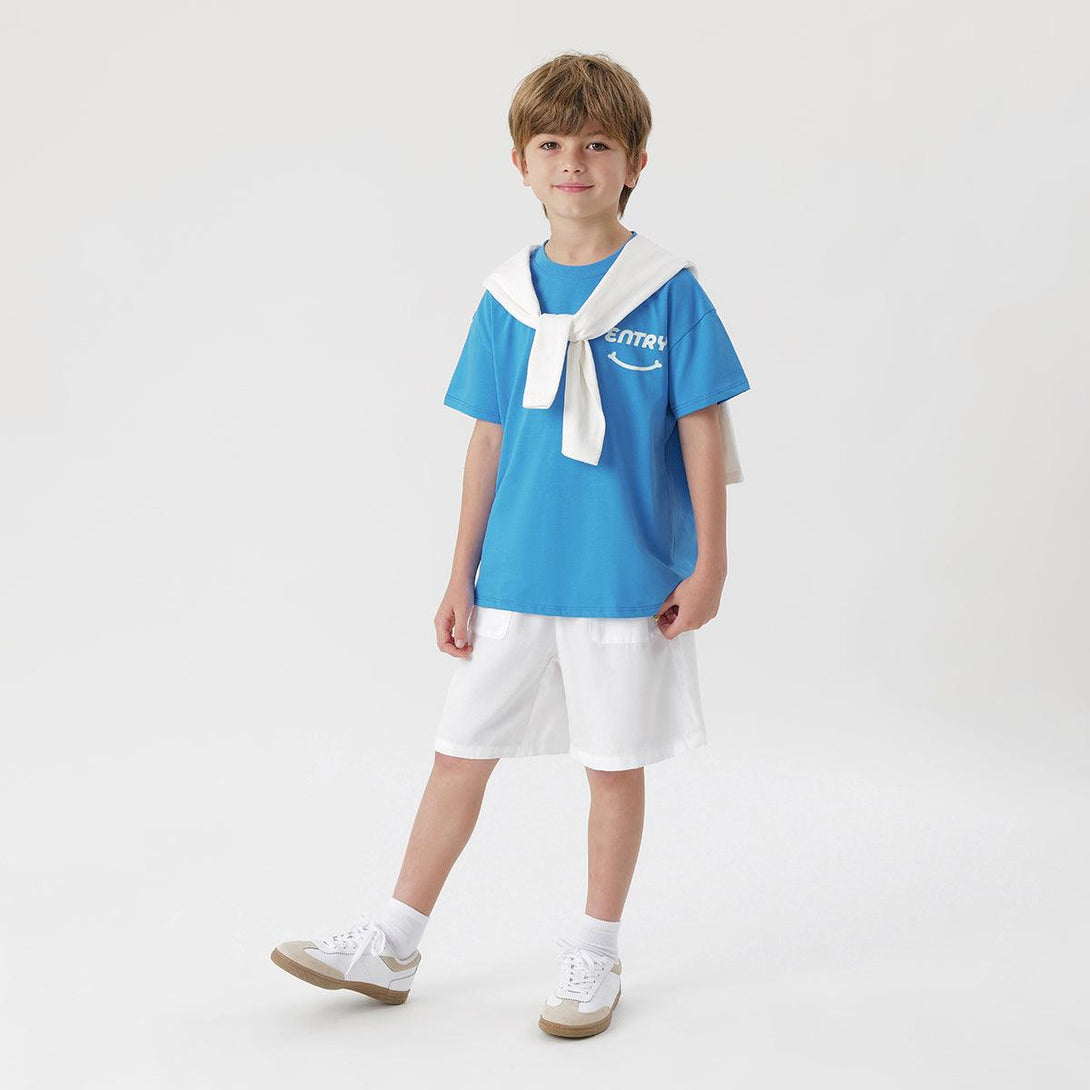 Boys Cotton Letter Dropped Shoulder Short Sleeve T-shirt 230689 - MARC&JANIE