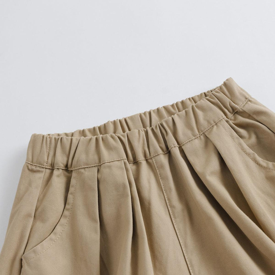 MARC&JANIE Boys Autumn Pure Cotton Stitching Pleated Soft Radish Pants 231667 (Arrive on July 13) - MARC&JANIE