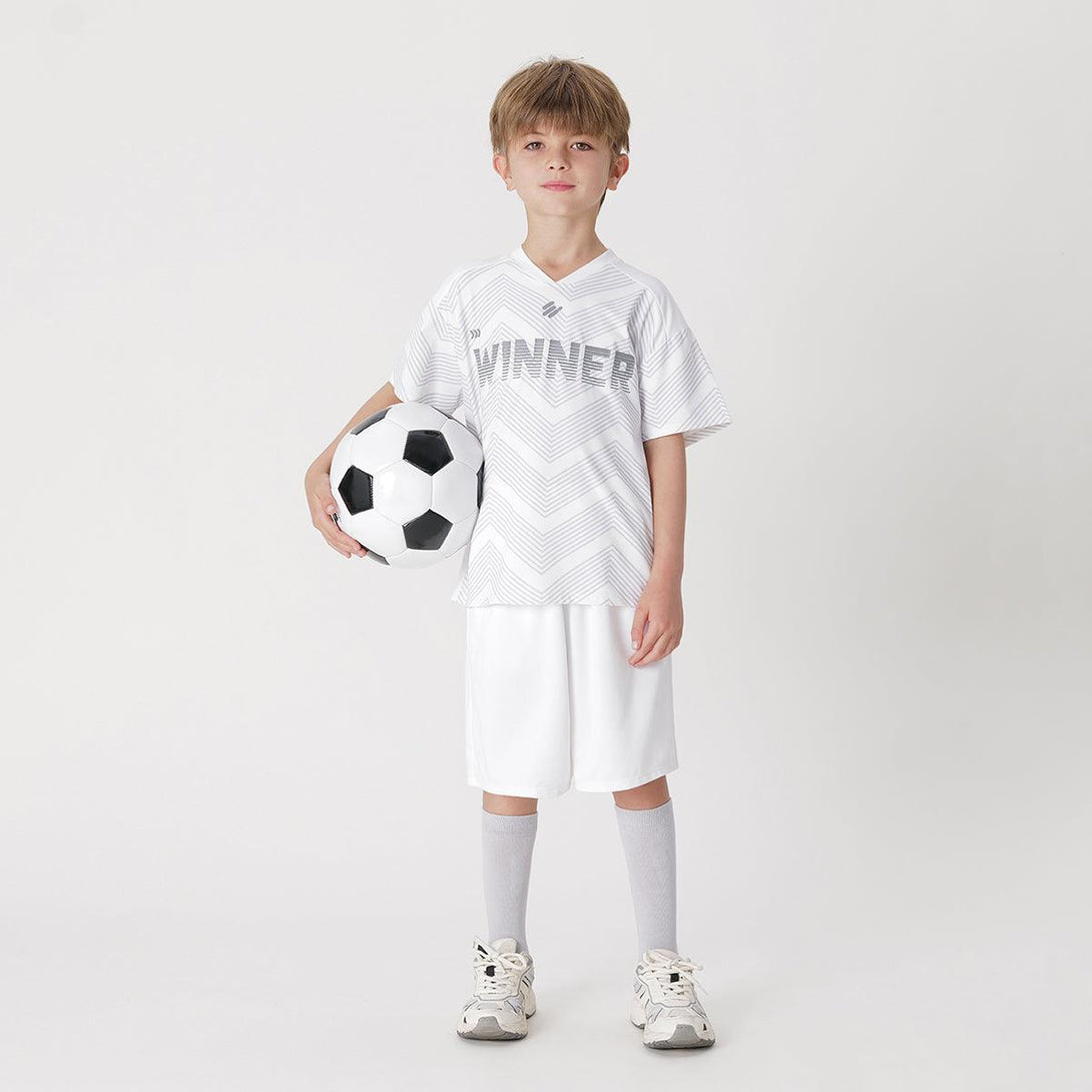 Boys Elastic Letter Striped Functional Sport Short Sleeve Two-Piece Set 240792 - MARC&JANIE