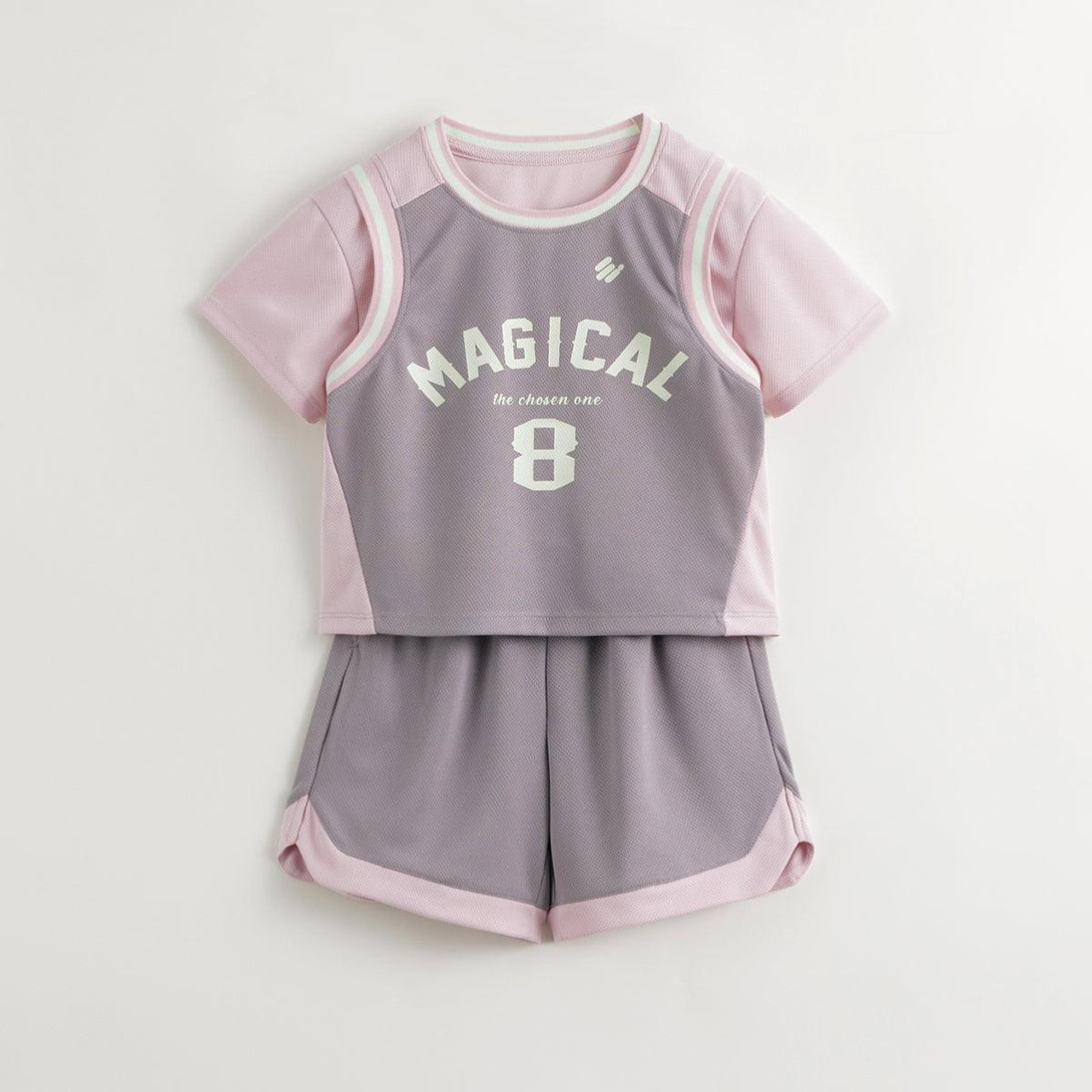 Boys Girls Breathable Sports Two-Piece Short Sleeve Set 240622 - MARC&JANIE