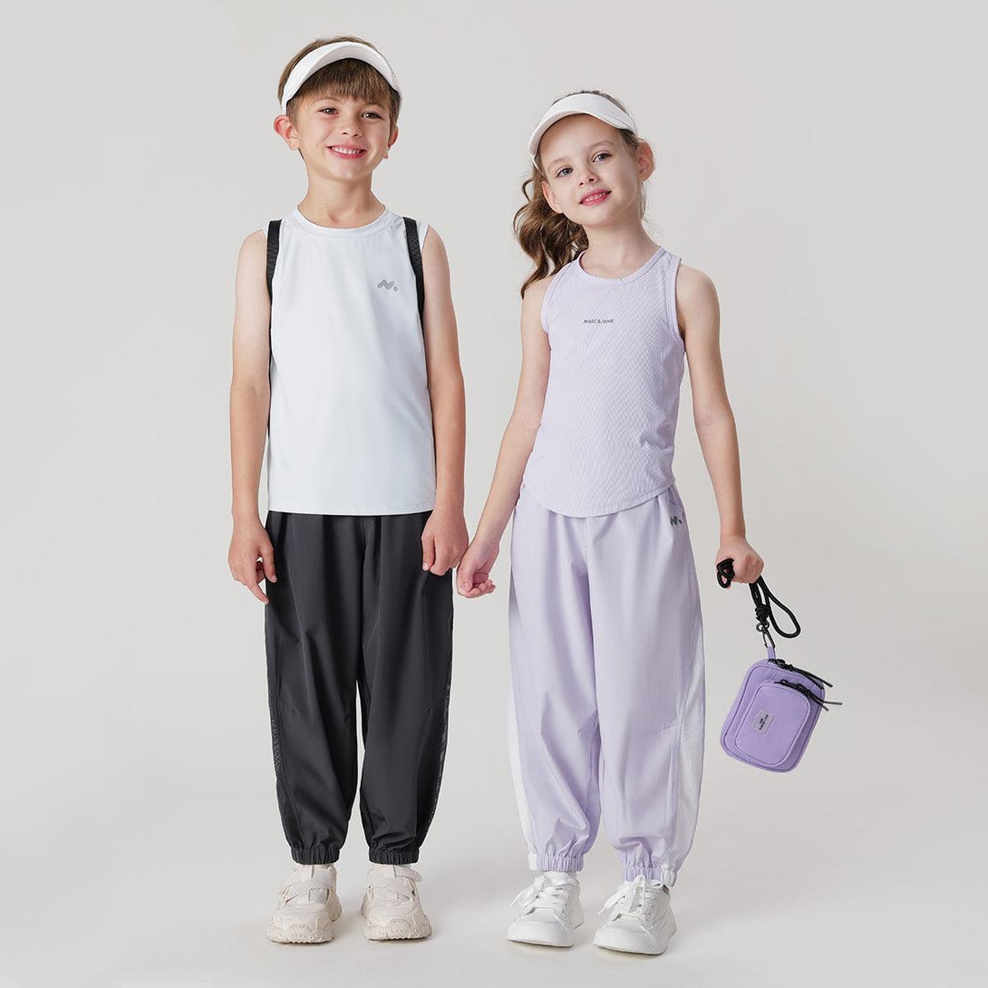 MARC&JANIE Boys Girls Mesh Spliced Sweatpants Drawstring Pants for Spring & Summer 240353 - MARC&JANIE