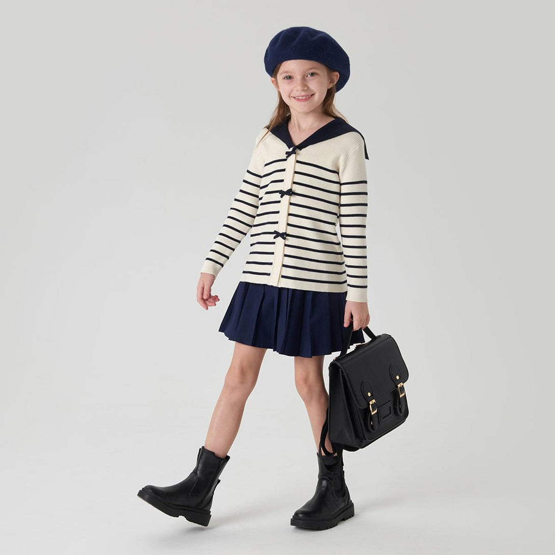 Boys Girls Preppy Style Large Lapel Striped Sweater 231938 - MARC&JANIE