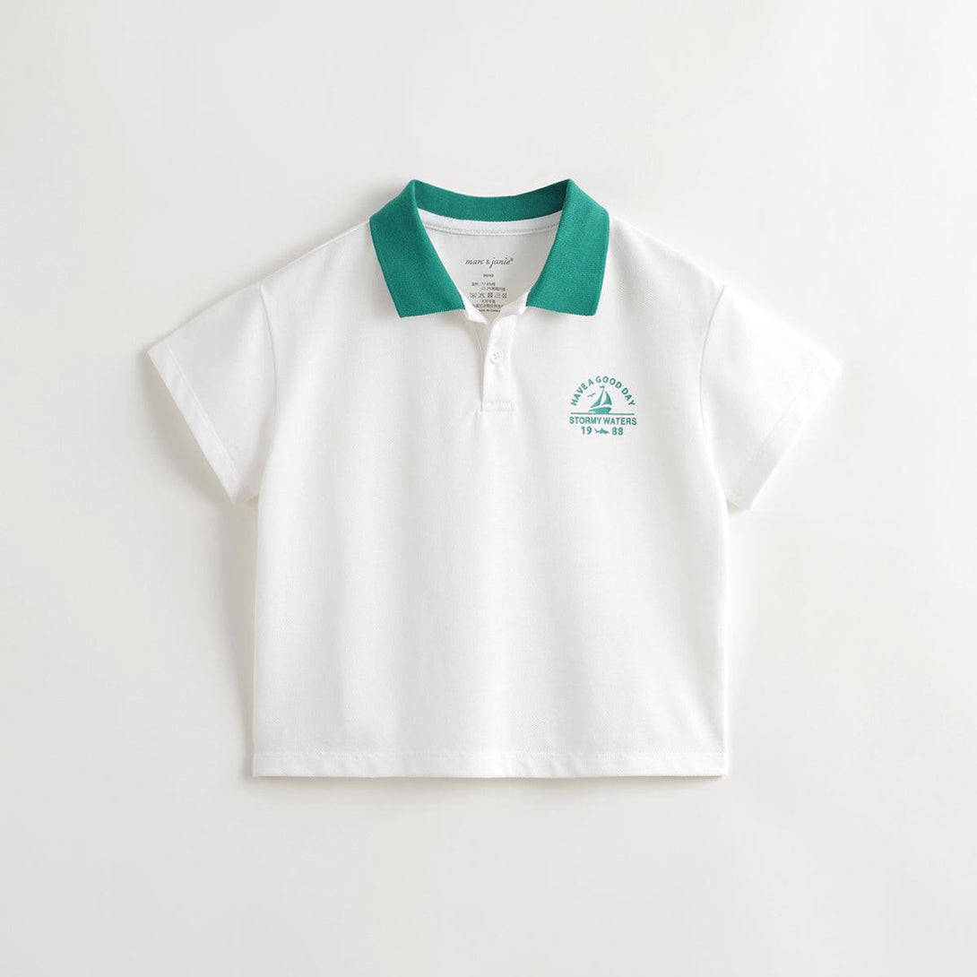 MARC&JANIE Boys Casual Collegiate Short Sleeve Polo Shirt Kids Tops for Summer 240788 - MARC&JANIE