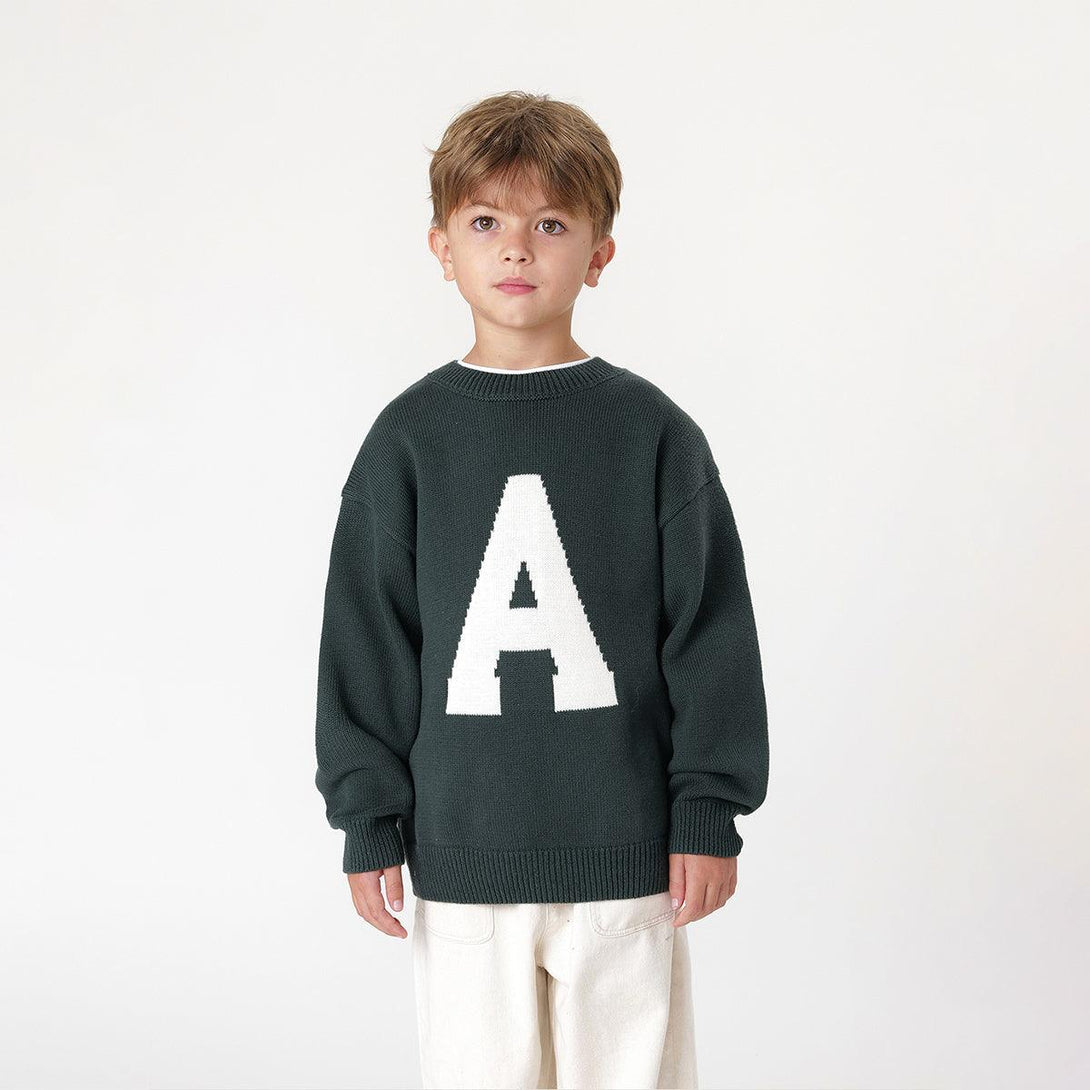 Boys Preppy Style Crew Neck Letter Sweater 231825 - MARC&JANIE