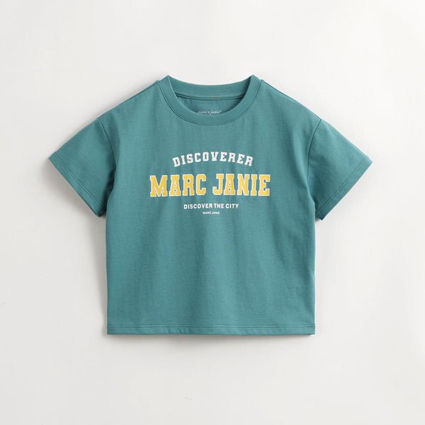 MARC&JANIE Collegiate Style Boys Letter Short Sleeve T-Shirt Kids' Tops for Summer 240382 - MARC&JANIE