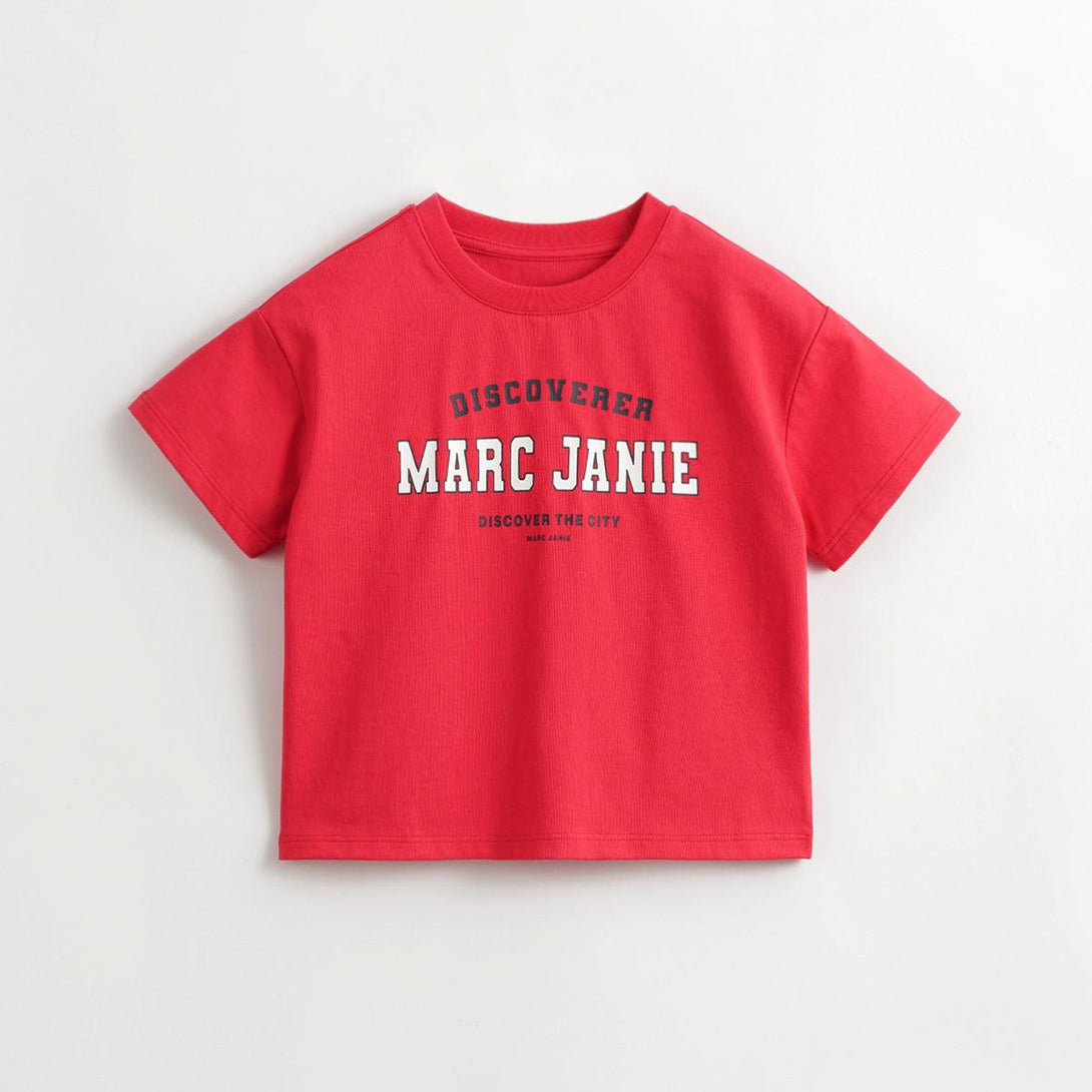 MARC&JANIE Collegiate Style Boys Letter Short Sleeve T-Shirt Kids' Tops for Summer 240382 - MARC&JANIE