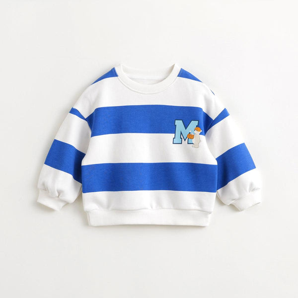 MARC&JANIE Academic-Style Boys Striped Bear Sweatshirt Kids Top for Spring 240031 - MARC&JANIE