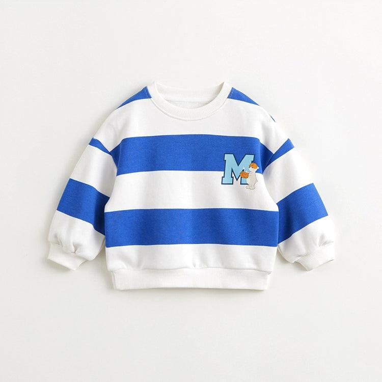 MARC&JANIE Academic-Style Boys Striped Bear Sweatshirt Kids Top for Spring 240031 - MARC&JANIE